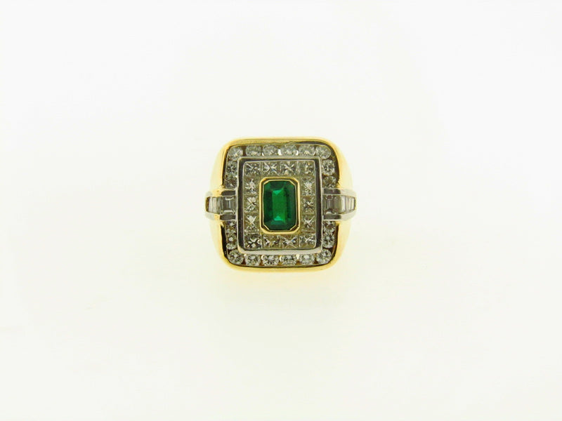 18K Yellow Gold Emerald and Diamond Ring | 18 Karat Appraisers | Beverly Hills, CA | Fine Jewelry