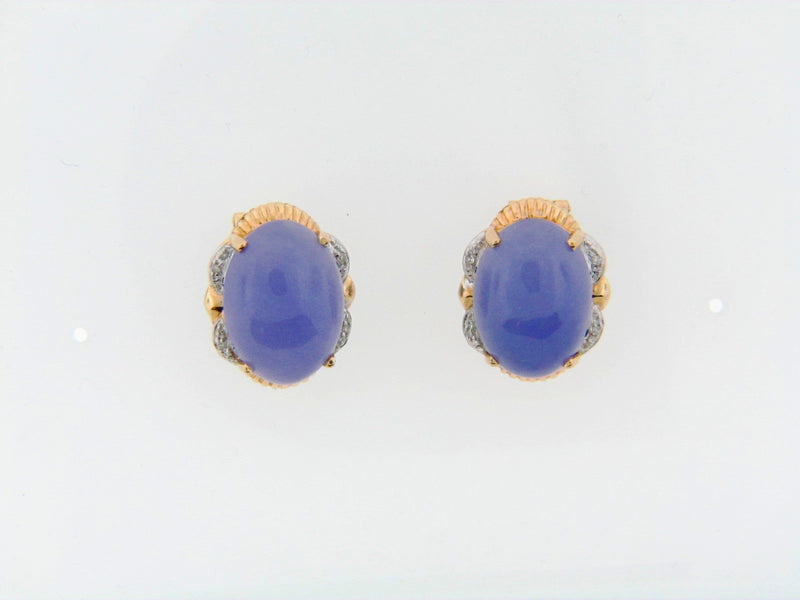 14K Yellow Gold Violet Jade and Diamond Earrings | 18 Karat Appraisers | Beverly Hills, CA | Fine Jewelry