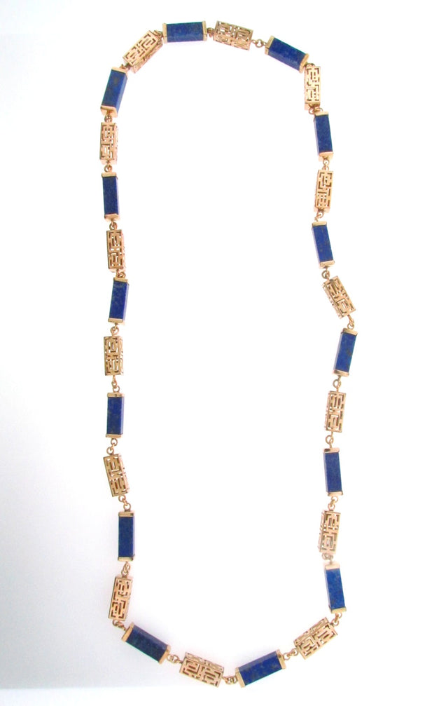 14K Yellow Gold Sodalite Necklace | 18 Karat Appraisers | Beverly Hills, CA | Fine Jewelry