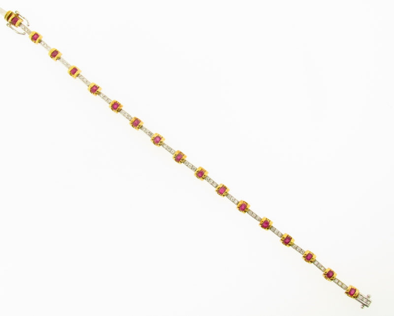 18K Yellow and White Gold, Ruby and Diamond Bracelet | 18 Karat Appraisers | Beverly Hills, CA | Fine Jewelry