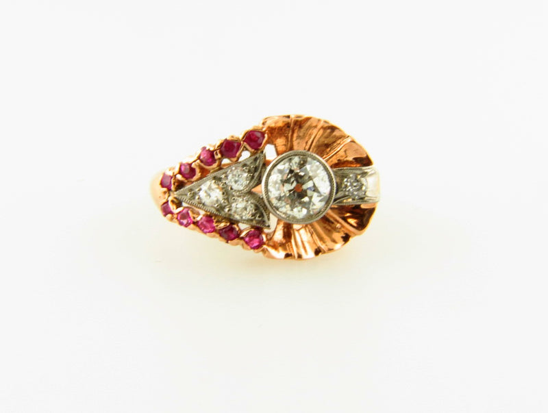 Retro 14K Rose Gold, Diamond and Ruby Ring | 18 Karat Appraisers | Beverly Hills, CA | Fine Jewelry