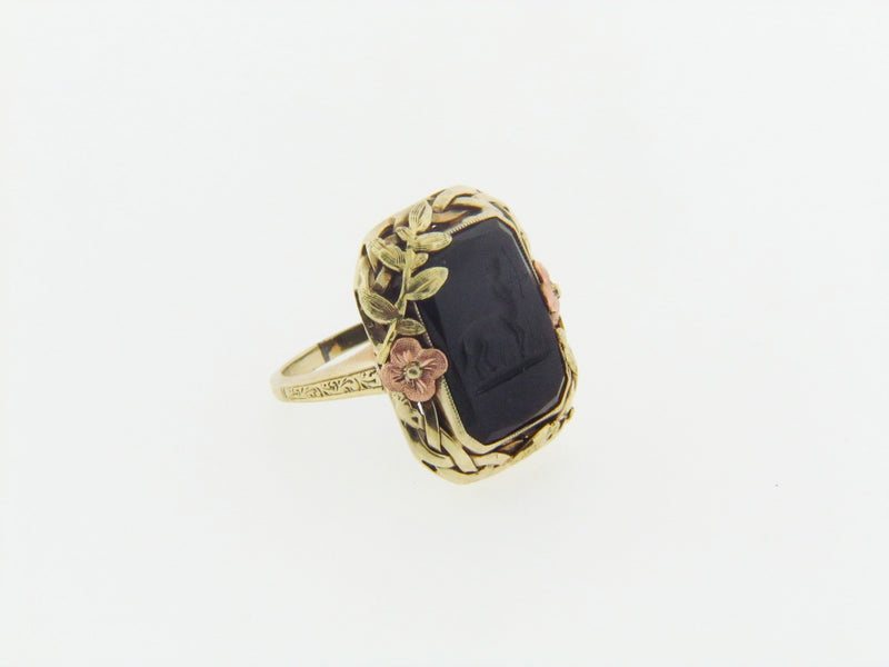 14K Yellow Gold Onyx Intaglio Ring | 18 Karat Appraisers | Beverly Hills, CA | Fine Jewelry